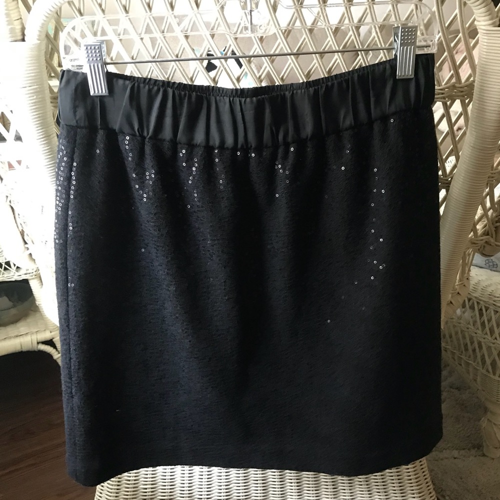 Ann Taylor Loft Sequin Black Wool Blend Skirt